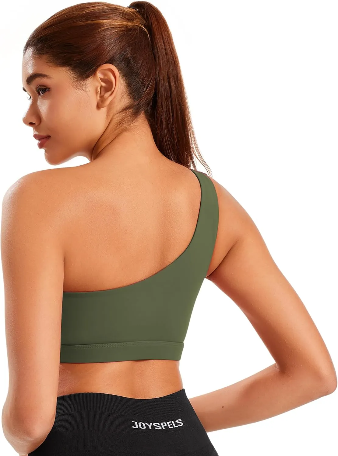 Smooth Sports Bras for Women One Shoulder Low Impact Asymmetrical Workout Tops Padded Yoga Bra