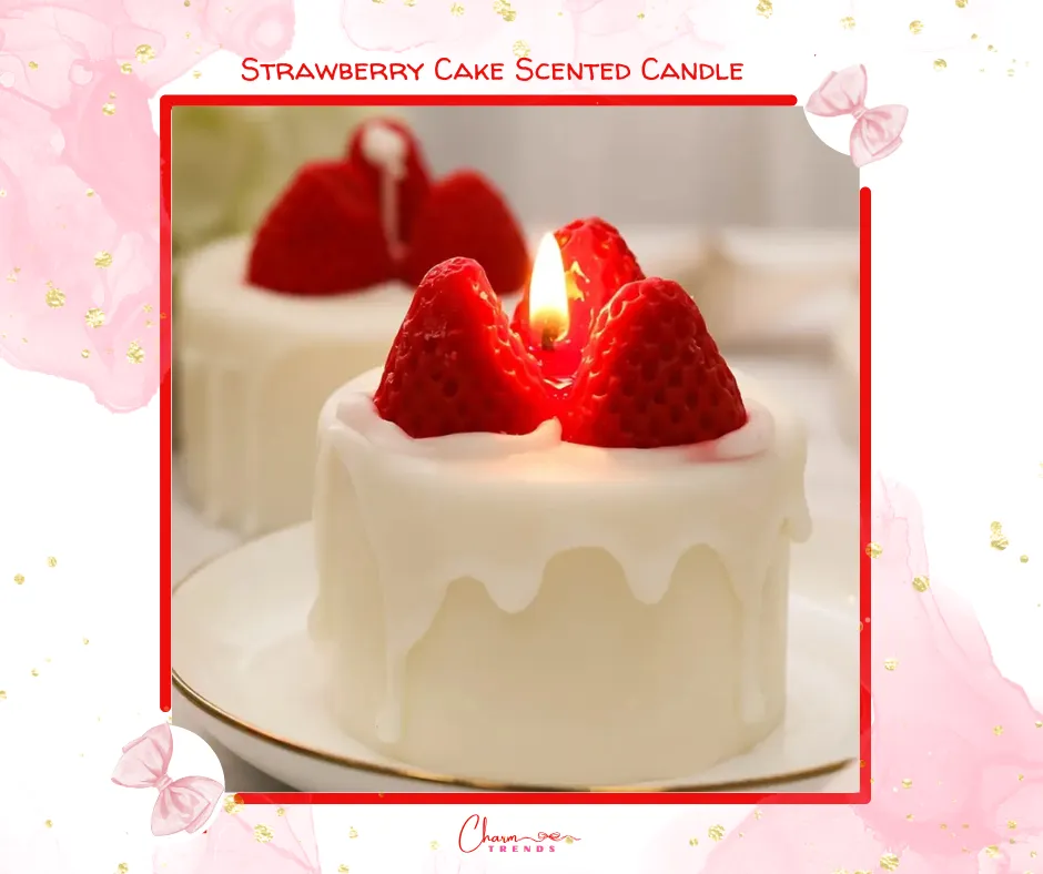 Strawberry Cake Scented Candle 🎂🍓