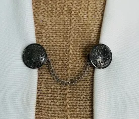 Sweater Clips Celtic Chain Sweater Clip Retro Cardigan Clasp Pewter Kimono Clasps Sweater Guard Gift for Mom Gifts for Her by Fabulici