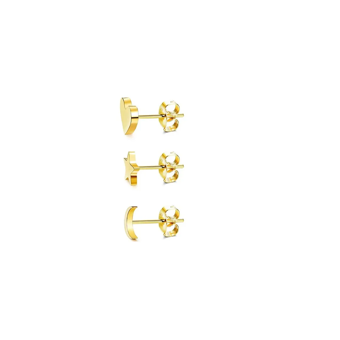 The Trio Set: Heart, Moon and Star Gold
