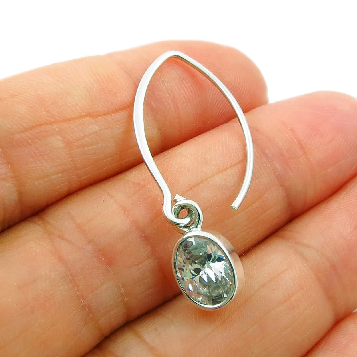 Threader 925 Sterling Silver Stick and Zirconia Earrings