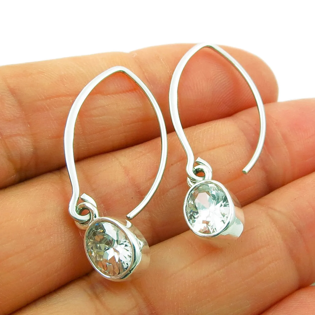 Threader 925 Sterling Silver Stick and Zirconia Earrings
