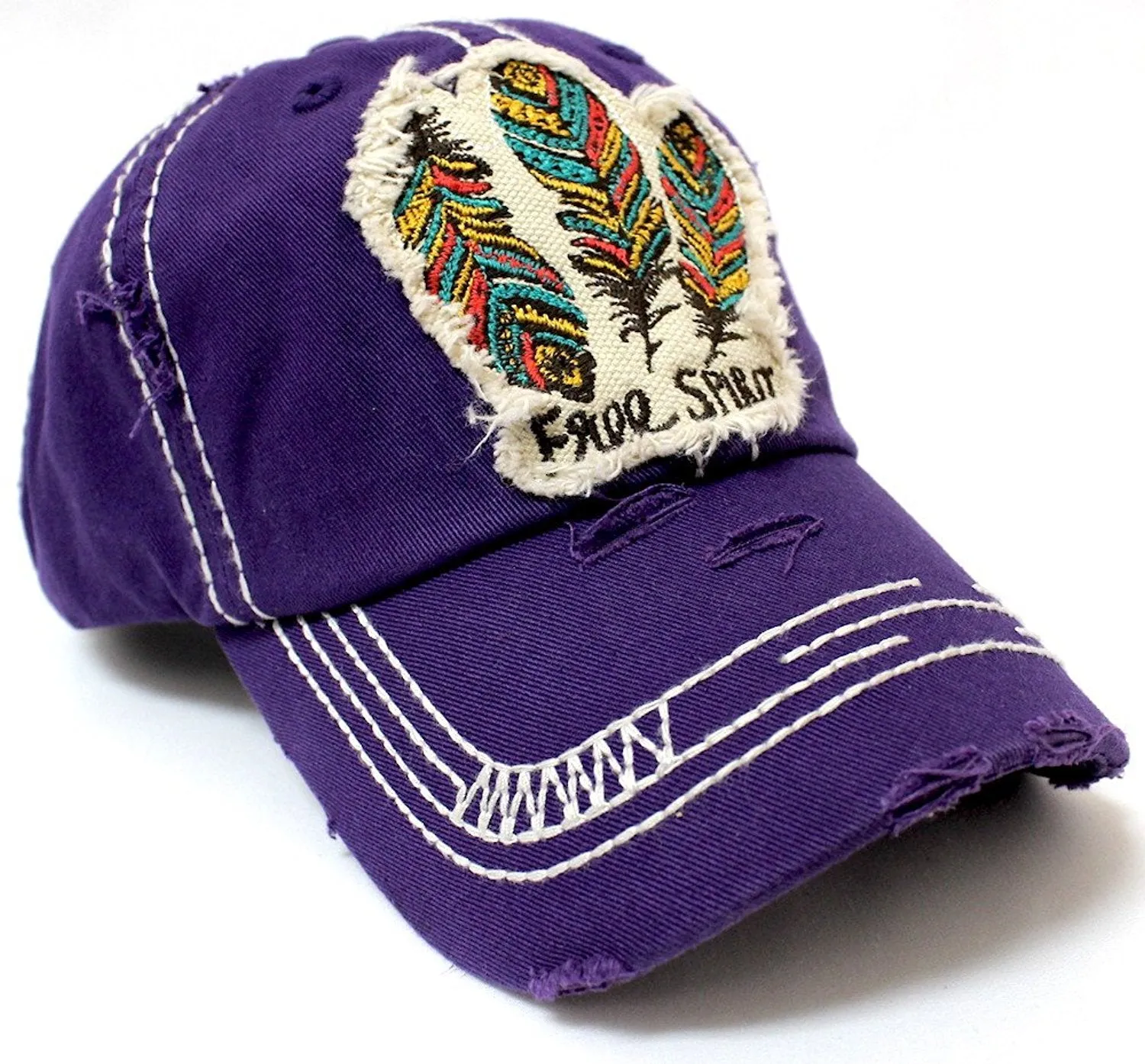 Triple Feather "Free Spirit" Patch Embroidery Hat