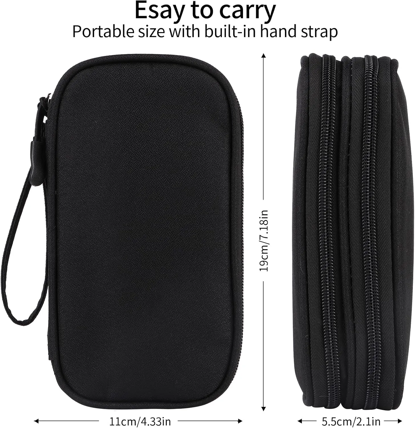 Universal Cable Organizer - Electronics Accessories Bag for Charger, Phone, Memory Card - Travel Gadget Bag - Black