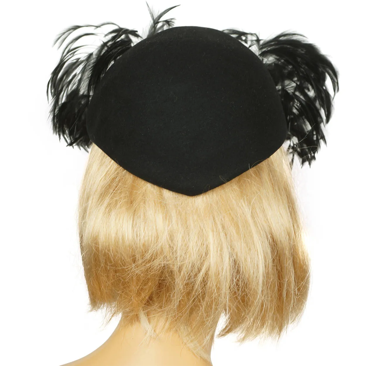 Vintage 1940s Cocktail Hat Black Felt Fascinator