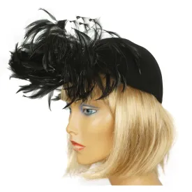 Vintage 1940s Cocktail Hat Black Felt Fascinator