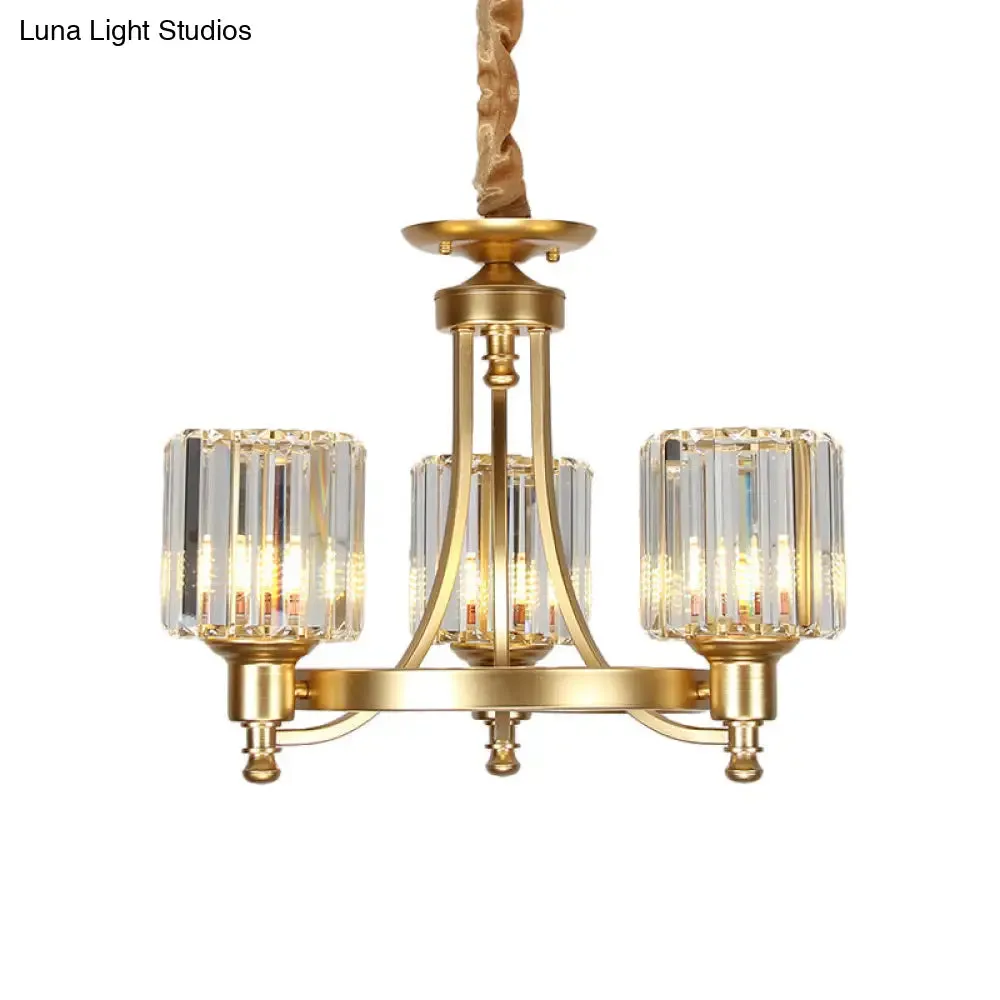 Vintage Black/Gold Chandelier Lamp - Stylish Crystal & Metal, 3/6 Head Hanging Lighting with Cylinder Shade