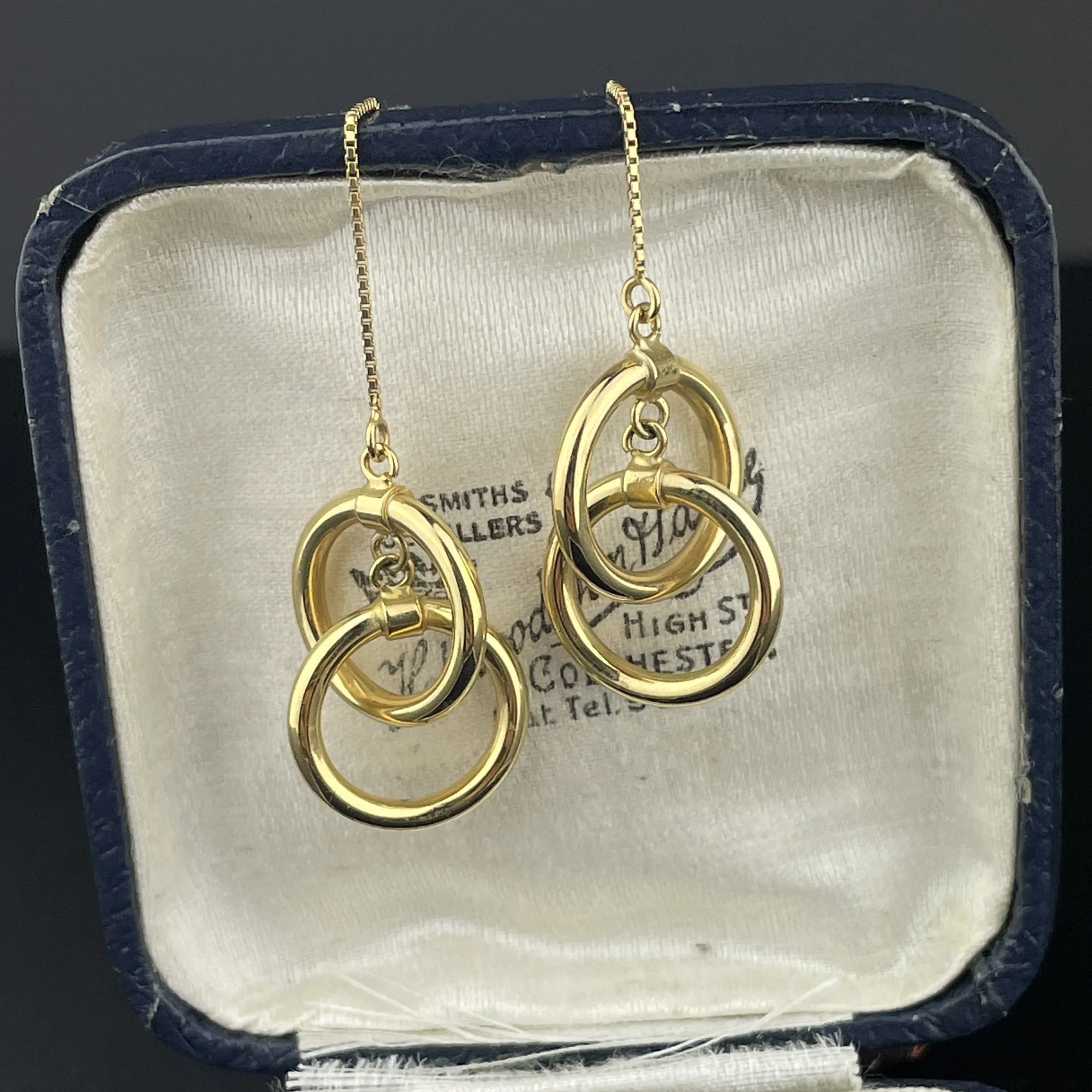 Vintage Chain Solid Gold Hoop Infinity Threader Earrings