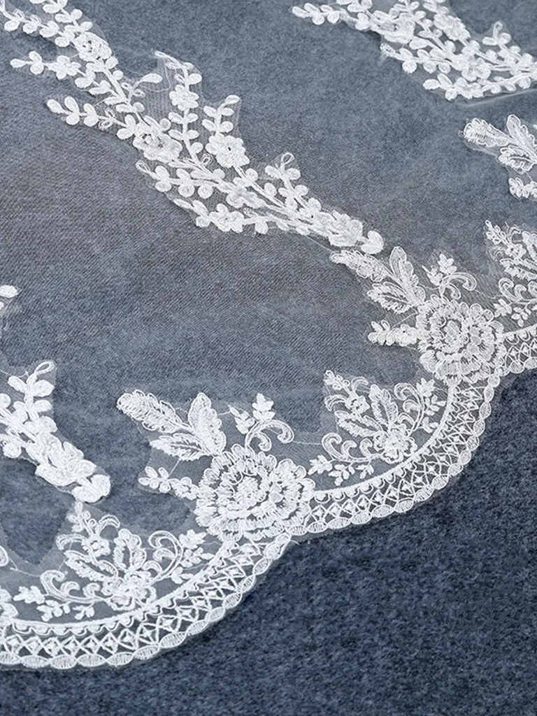 Vintage Floral Lace Cathedral Veil Bridal Veil Wedding Veil
