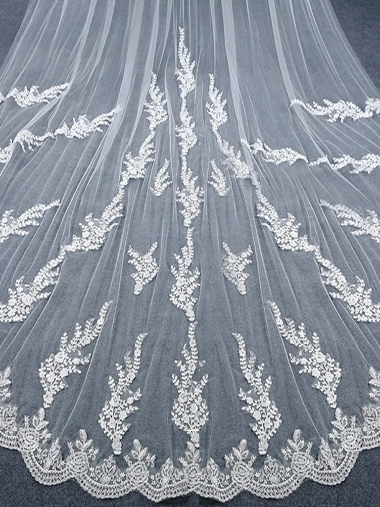 Vintage Floral Lace Cathedral Veil Bridal Veil Wedding Veil