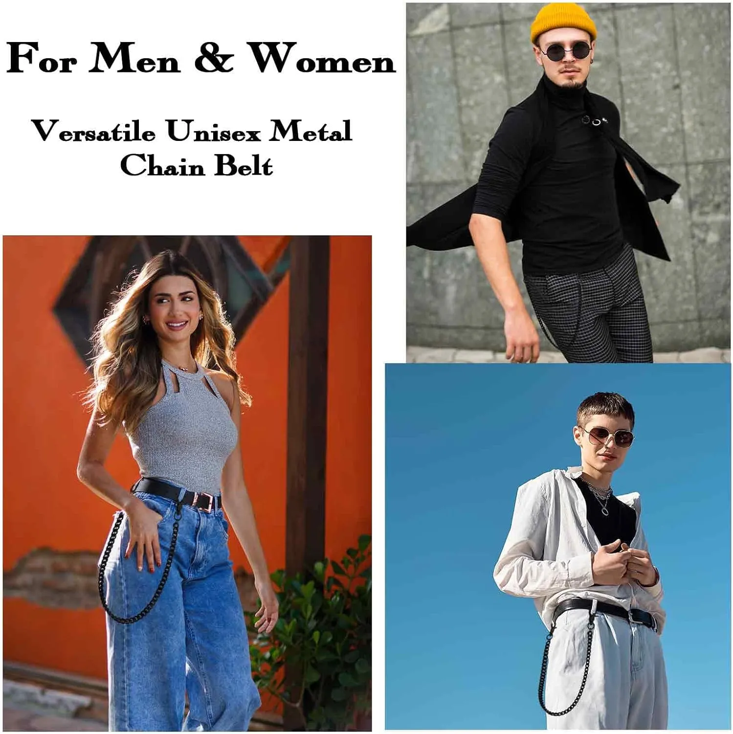 Waist Chain Heavy Duty Metal Keychain Punk Wallet Chain Hip Hop Keyholder Round Clasp Goth Keyring