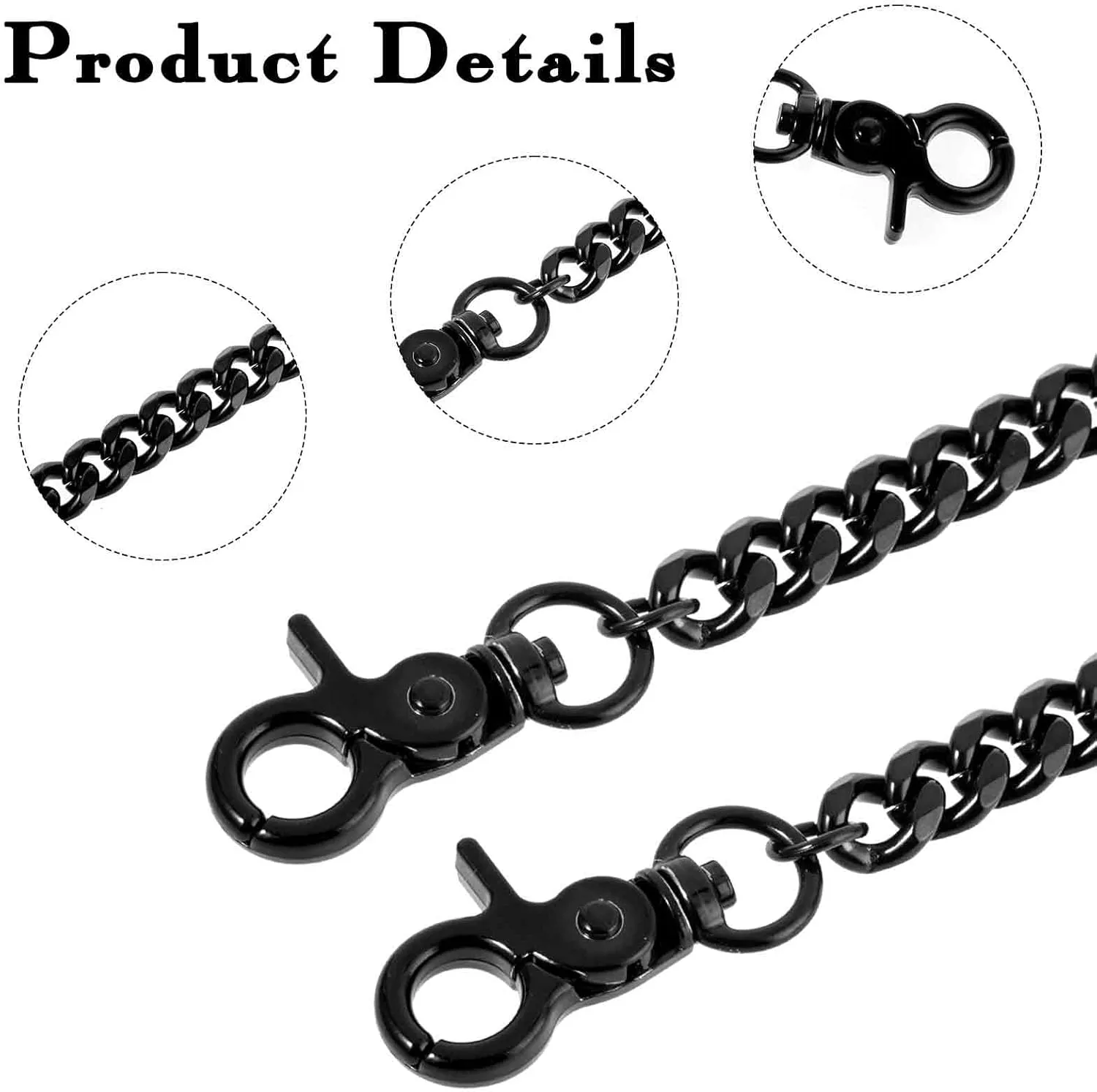 Waist Chain Heavy Duty Metal Keychain Punk Wallet Chain Hip Hop Keyholder Round Clasp Goth Keyring