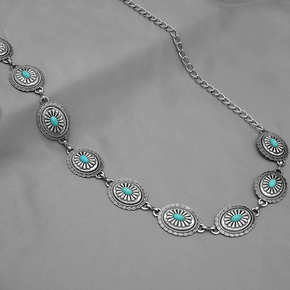 Women's Concho Chain Belt Western Cowgirl Metal Waist Chain Belt for Dress