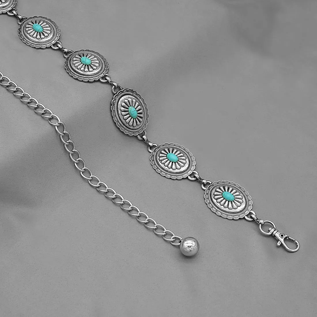 Women's Concho Chain Belt Western Cowgirl Metal Waist Chain Belt for Dress