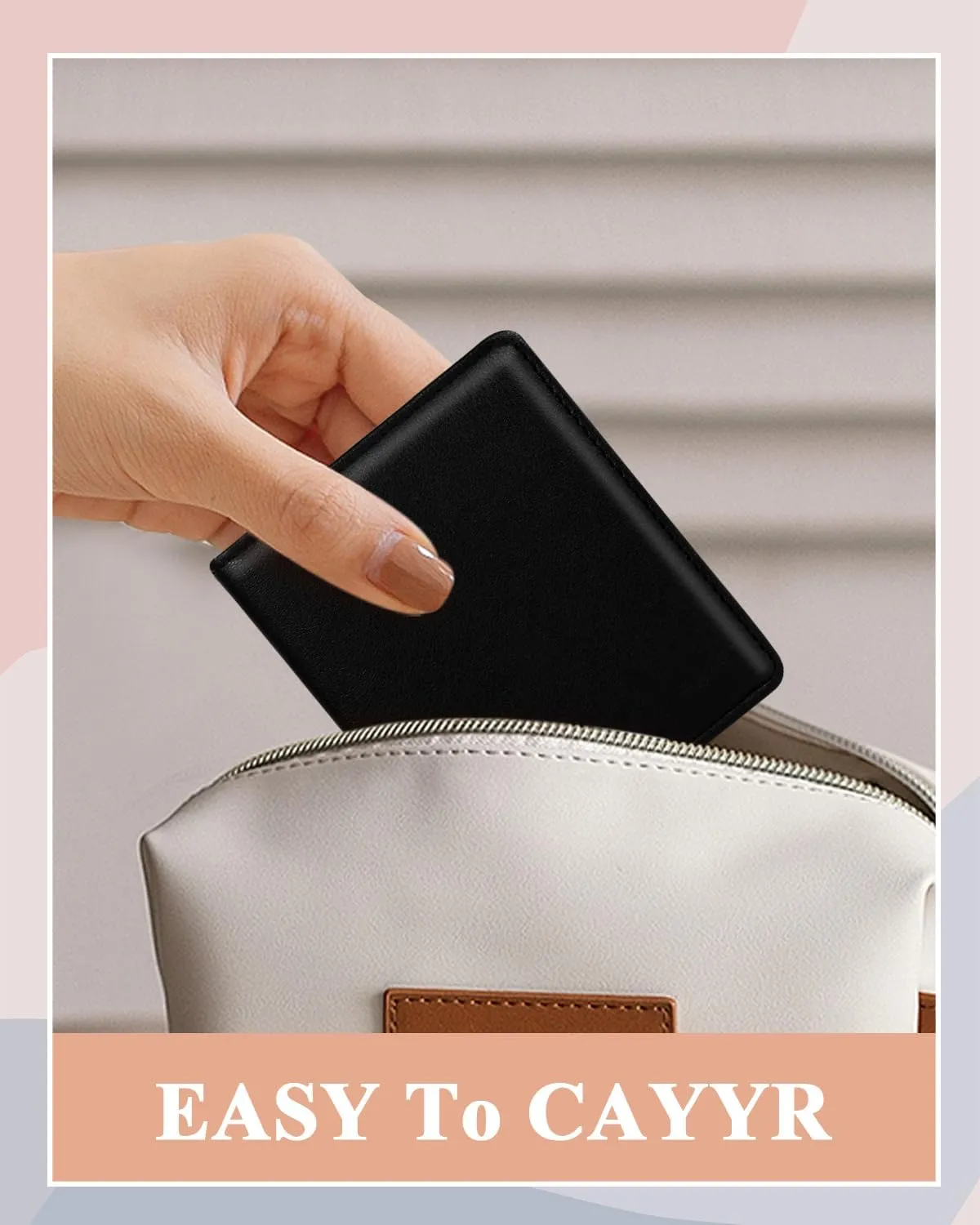 Womens Wallet, RFID Small Card Wallets for Women, Slim Thin Bifold Leather Credit Card Holder Wallet, Cute Compact Wallet Ladies Mini Purse with Zipper Coin Pocket & ID Window(Black)