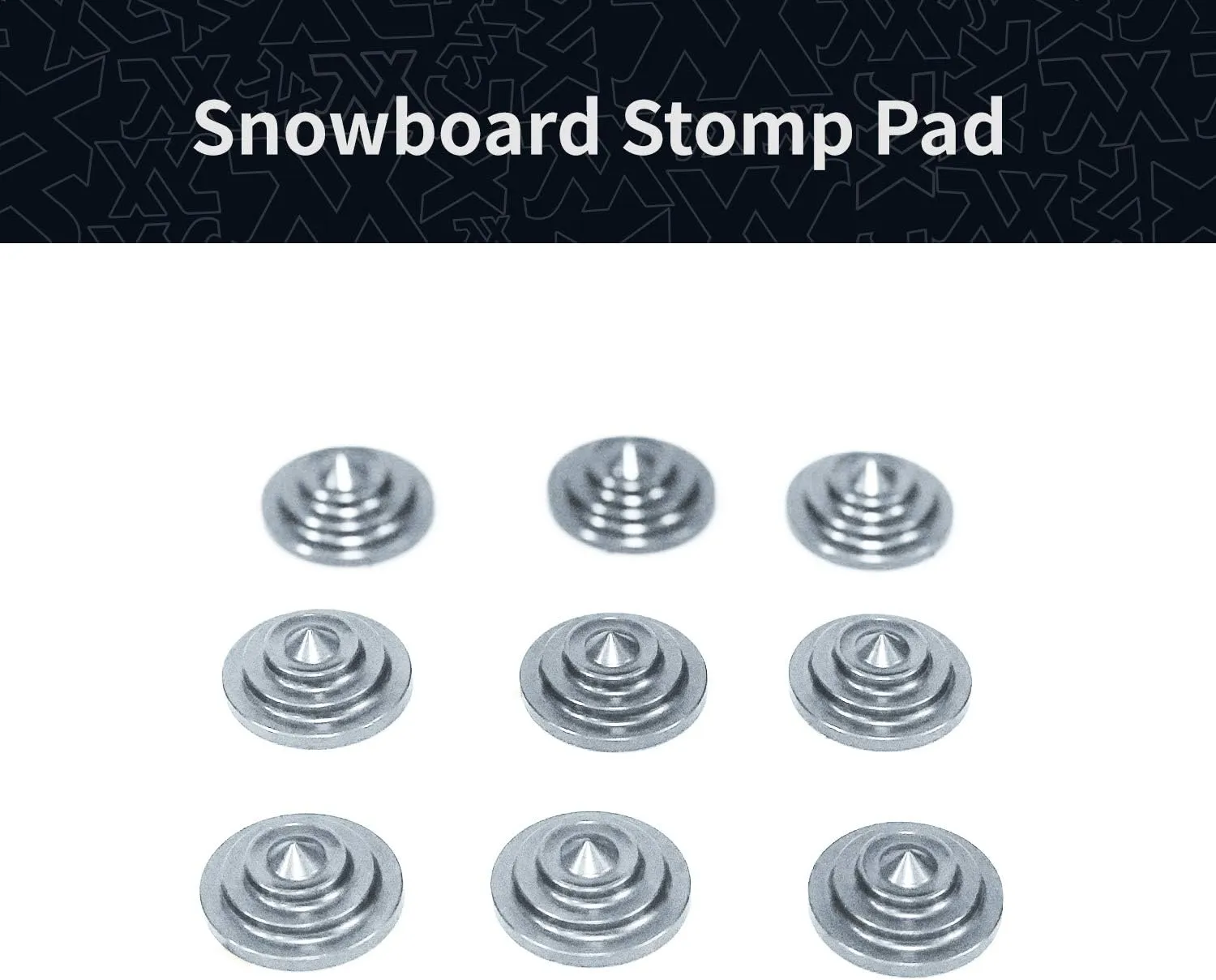 XCMAN 4 Layer-Cone Studs Dia 7.87 Inch Aluminum Snowboard Stomp Pad - 9pcs
