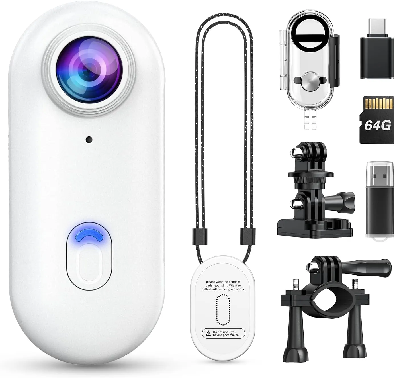 Z10 2K Action Camera, 64GB Wearable Sports Camera with Waterproof Case, Magnetic Clip, and Quick-Mount Accessories, Small Body Cam for Cycling, Diving and Outdoor Adventures (WT64GB)